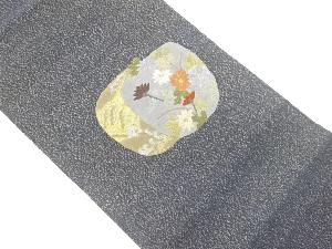 菊に荒波模様織出し名古屋帯